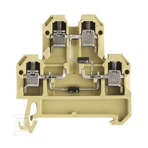 Blok zaciskowy, złącze śrubowe, beżowy / żółty, 4 mm2, 380 V, 380 V, liczba przyłączeń: 4, liczba poziomów: 2, TS 35, DK 4/35 2D GET.SCH. A1