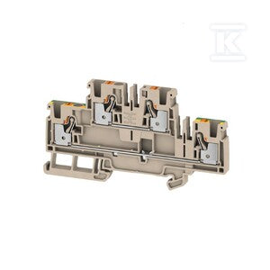 Zacisk modułowy wielorzędowy, PUSH IN, Ciemnobeżowy, 4 mm2, 800 V, liczba przyłączeń: 4, liczba poziomów: 2, TS 35, V-0, A2T 4 FT-PE