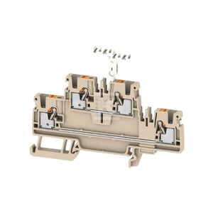 Zacisk modułowy wielorzędowy, PUSH IN, Ciemnobeżowy, 2.5 mm2, 800 V, liczba przyłączeń: 4, liczba poziomów: 2, TS 35, V-0, A2T 2.5 SNAPMARK