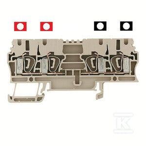 Blok zacisku przelotowego, złącze sprężynowe, Ciemnobeżowy, 2.5 mm2, 24 A, 800 V, liczba przyłączeń: 4, ZDU 2.5/2X2AN BED SW RT