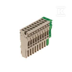 Wtyczka (terminal), złącze wtykowe, 2.5 mm2, 24 A, 500 V, liczba przyłączeń: 10, Liczba biegunów: 10, Szerokość: 51 mm, ZP 2.5/1AN/10 GN/BE