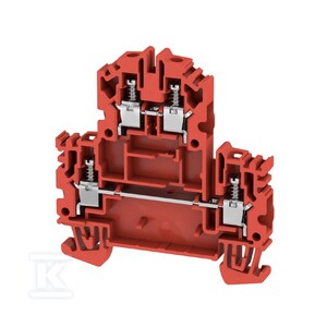 Zacisk modułowy wielorzędowy, złącze śrubowe, czerwony, 4 mm2, 800 V, liczba przyłączeń: 4, liczba poziomów: 2, TS 35, V-0, WDK 4N RT