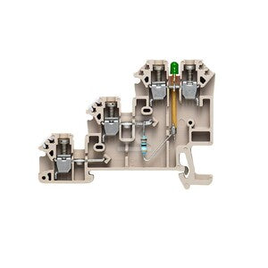 Złączka inicjatora/elementu wykonawczego, złącze śrubowe, Ciemnobeżowy, 2.5 mm2, 24 A, 30 V, liczba przyłączeń: 4, liczba poziomów: 3, TS 35, DLI 2.5/LD-GN/PNP +- DB