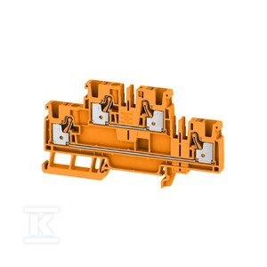 Zacisk modułowy wielorzędowy, PUSH IN, pomarańczowy, 4 mm2, 800 V, liczba przyłączeń: 4, liczba poziomów: 2, TS 35, V-0, A2T 4 OR
