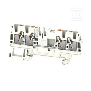 Zacisk PE, PUSH IN, biały, 2.5 mm2, 800 V, liczba przyłączeń: 4, liczba poziomów: 1, TS 35, V-0, Wemid, A4C 2.5 FE WT