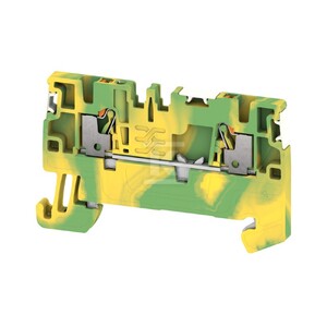 Zacisk PE, PUSH IN, zielony / żółty, 1.5 mm2, 500 V, liczba przyłączeń: 2, liczba poziomów: 1, TS 35, V-0, Wemid, A2C 1.5 PE DL