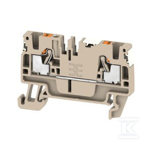 Blok zacisku przelotowego, PUSH IN, Ciemnobeżowy, 2.5 mm2, 24 A, 800 V, liczba przyłączeń: 2, A2C 2.5 DL
