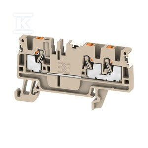 Blok zacisku przelotowego, PUSH IN, Ciemnobeżowy, 2.5 mm2, 24 A, 800 V, liczba przyłączeń: 3, A3C 2.5 DL