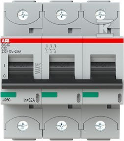 Wyłącznik nadmiarowo-prądowy, 3P, charakterystyka C, 32A, 25kA, AC | S803C-C32