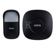 Dzwonek bezprzewodowy "EURA" WDP-52A3 - kinetyczny, czarny, możliwość rozbudowy, AC 230V, 38 melodii, zasięg do 200m, IP55, wizytownik