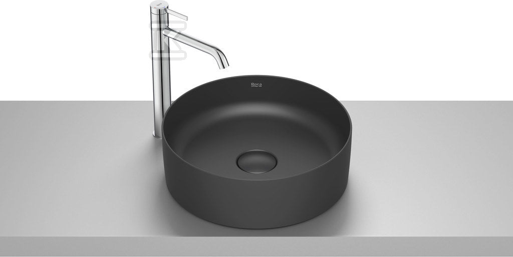 Umywalka TERRA nablatowa okrągła 39 cm Fineceramic® CZARNY MAT
