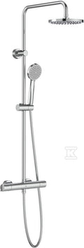 Kolumna prysznicowa VICTORIA-T BASIC z baterią termostatyczną prysznicową (deszczownica Round ABS 20cm, słuchawka prysznicowa 100/1F, wąż prysznicowy metalowy 1,7m, drążek ze stali nierdzewnej, bateria termostatyczna prysznicowa T-500)