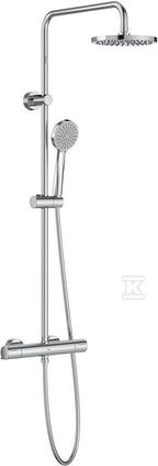 Kolumna prysznicowa VICTORIA-T BASIC z baterią termostatyczną prysznicową (deszczownica Round ABS 20cm, słuchawka prysznicowa 100/1F, wąż prysznicowy metalowy 1,7m, drążek ze stali nierdzewnej, bateria termostatyczna prysznicowa T-500)