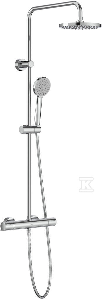 Kolumna prysznicowa VICTORIA-T BASIC z baterią termostatyczną prysznicową (deszczownica Round ABS 20cm, słuchawka prysznicowa 100/1F, wąż prysznicowy metalowy 1,7m, drążek ze stali nierdzewnej, bateria termostatyczna prysznicowa T-500)