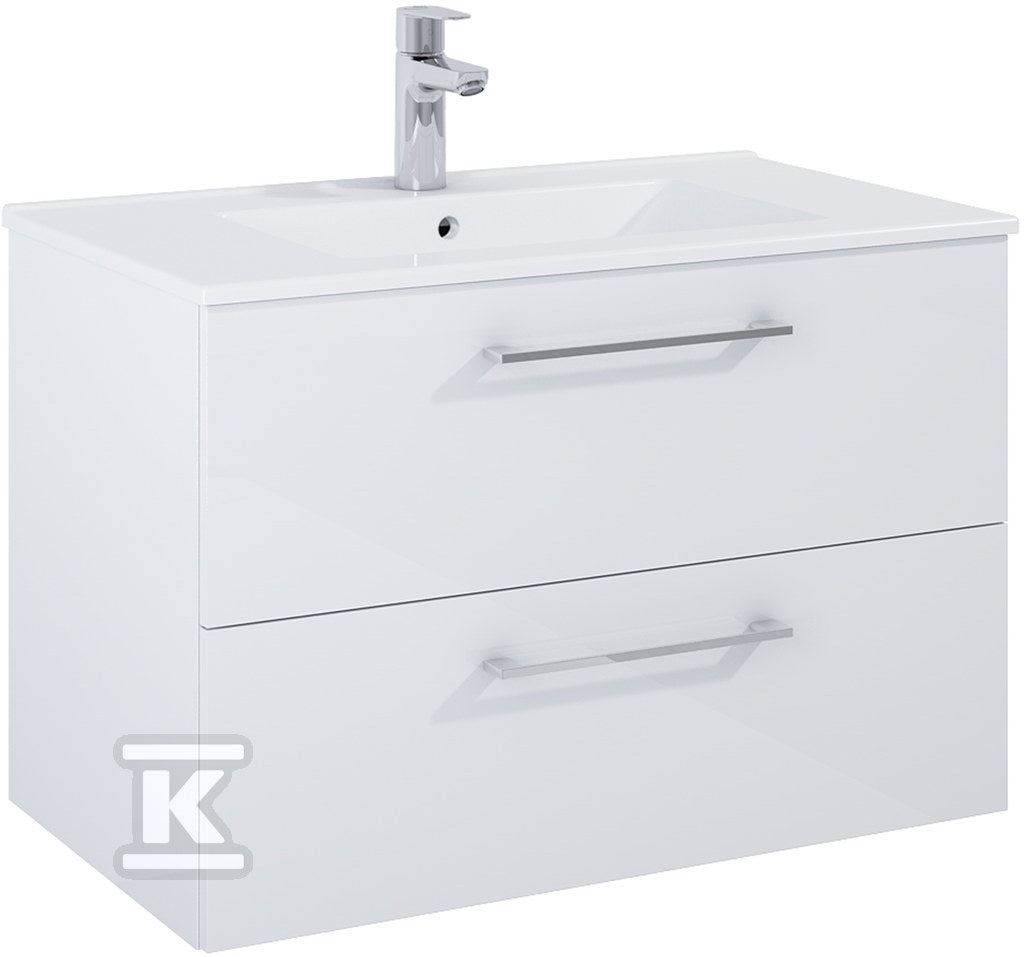 Szafka łazienkowa ROMA 80 cm z 2 szufladami, do kompletacji z umywalką Hebe, biały połysk