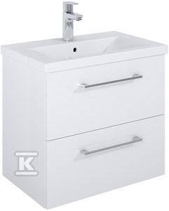 Szafka łazienkowa ROMA COMPACT 60 cm z 2 szufladami, do kompletacji z umywalką Hebe, biały połysk