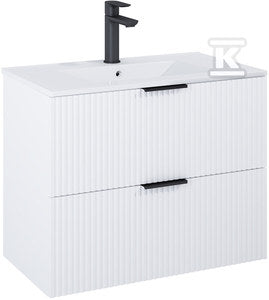 Szafka łazienkowa REEF 80 cm z 2 szufladami, do kompletacji z umywalką Hebe, biały mat