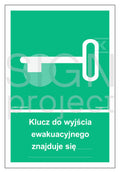 Klucz do wyjścia ewakuacyjnego znajduje się…, 10 x 14,8 cm, FS - folia samoprzylepna fotoluminescencyjna