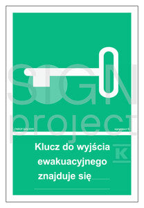 Klucz do wyjścia ewakuacyjnego znajduje się…, 15 x 22,2 cm, TS - płyta TD fotoluminescencyjna