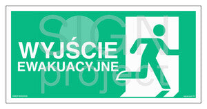 Wyjście ewakuacyjne w prawo, 30 x 15 cm, TS - płyta TD fotoluminescencyjna