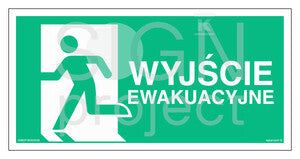 Wyjście ewakuacyjne w lewo, 100 x 50 cm, TS - płyta TD fotoluminescencyjna