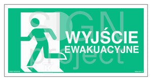 Wyjście ewakuacyjne w lewo, 30 x 15 cm, KS - folia podłogowa fotoluminescencyjna
