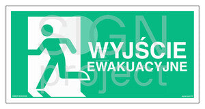 Wyjście ewakuacyjne w lewo, 40 x 20 cm, TS - płyta TD fotoluminescencyjna