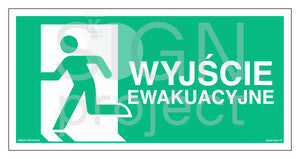 Wyjście ewakuacyjne w lewo, 80 x 40 cm, FS - folia samoprzylepna fotoluminescencyjna