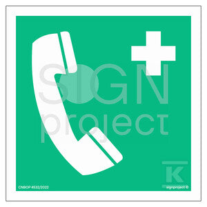 Telefon alarmowy, 20 x 20 cm, KS - folia podłogowa fotoluminescencyjna