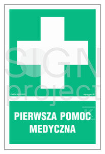 Pierwsza pomoc medyczna, 20 x 30 cm, FS - folia samoprzylepna fotoluminescencyjna