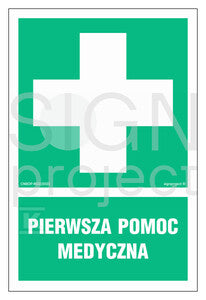 Pierwsza pomoc medyczna, 35 x 52,5 cm, PN - płyta sztywna 1mm