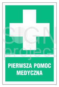 Pierwsza pomoc medyczna, 35 x 52,5 cm, PS - płyta sztywna 1mm fotoluminescencyjna