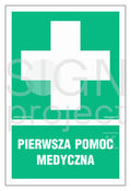 Pierwsza pomoc medyczna, 70 x 105 cm, PS - płyta sztywna 1mm fotoluminescencyjna