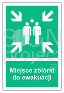 Miejsce zbiórki do ewakuacji, 15 x 22,5 cm, FN - folia samoprzylepna