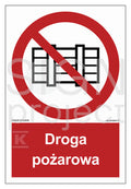Nie zastawiać - droga pożarowa, 10 x 14,8 cm, FS - folia samoprzylepna fotoluminescencyjna
