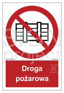 Nie zastawiać - droga pożarowa, 10 x 14,8 cm, KN - folia podłogowa