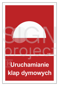 Uruchamianie klap dymowych - arkusz 9 naklejek, 5 x 7,4 cm, FN - folia samoprzylepna