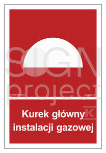 Kurek główny instalacji gazowej, 10 x 14,8 cm, FS - folia samoprzylepna fotoluminescencyjna