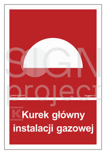 Kurek główny instalacji gazowej, 10 x 14,8 cm, TS - płyta TD fotoluminescencyjna