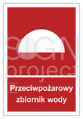 Przeciwpożarowy zbiornik wody, 25 x 37 cm, FS - folia samoprzylepna fotoluminescencyjna