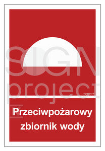 Przeciwpożarowy zbiornik wody, 25 x 37 cm, FS - folia samoprzylepna fotoluminescencyjna