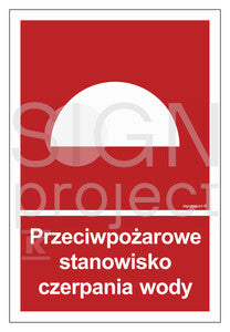Przeciwpożarowe stanowisko czerpania wody, 10 x 14,8 cm, PN - płyta sztywna 1mm