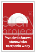 Przeciwpożarowe stanowisko czerpania wody, 25 x 37 cm, KN - folia podłogowa