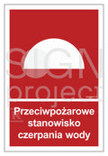 Przeciwpożarowe stanowisko czerpania wody, 25 x 37 cm, PN - płyta sztywna 1mm