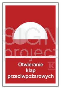 Otwieranie klap przeciwpożarowych, 25 x 37 cm, FS - folia samoprzylepna fotoluminescencyjna