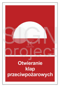 Otwieranie klap przeciwpożarowych, 50 x 74 cm, FS - folia samoprzylepna fotoluminescencyjna
