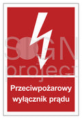 Przeciwpożarowy wyłącznik prądu, 10 x 14,8 cm, FN - folia samoprzylepna