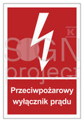 Przeciwpożarowy wyłącznik prądu, 10 x 14,8 cm, PN - płyta sztywna 1mm