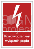 Przeciwpożarowy wyłącznik prądu, 35 x 51,8 cm, KN - folia podłogowa