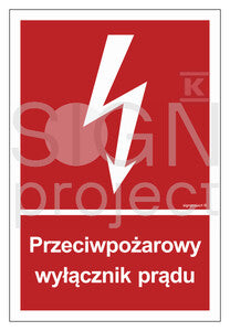 Przeciwpożarowy wyłącznik prądu, 35 x 51,8 cm, KS - folia podłogowa fotoluminescencyjna